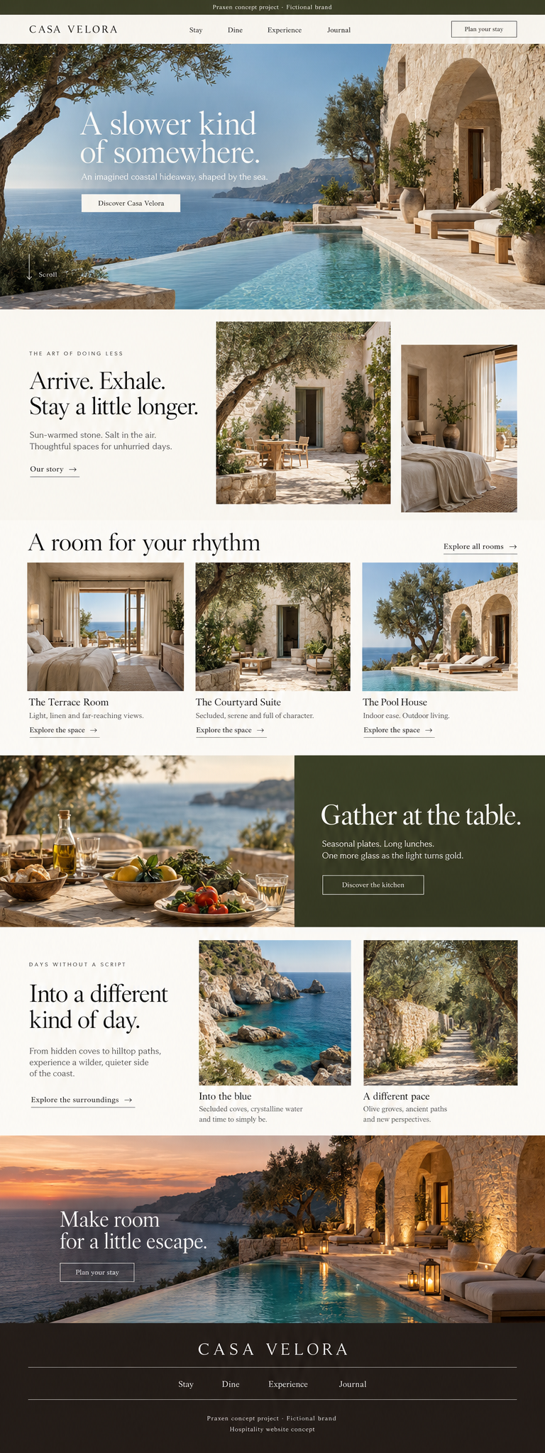 Casa Velora website concept shown on a screen